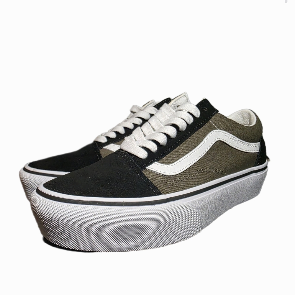 Vans Old Skool Black Green Platforms